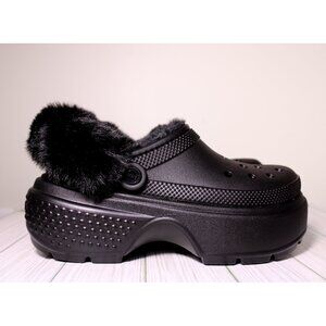 Crocs Stomp Fur Lined Clog Black Womens 7, Womens 8